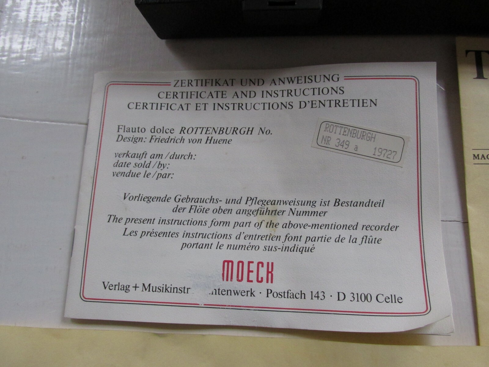 Moeck Rottenburgh Tenor Recorder, Boxwood, No. 349a