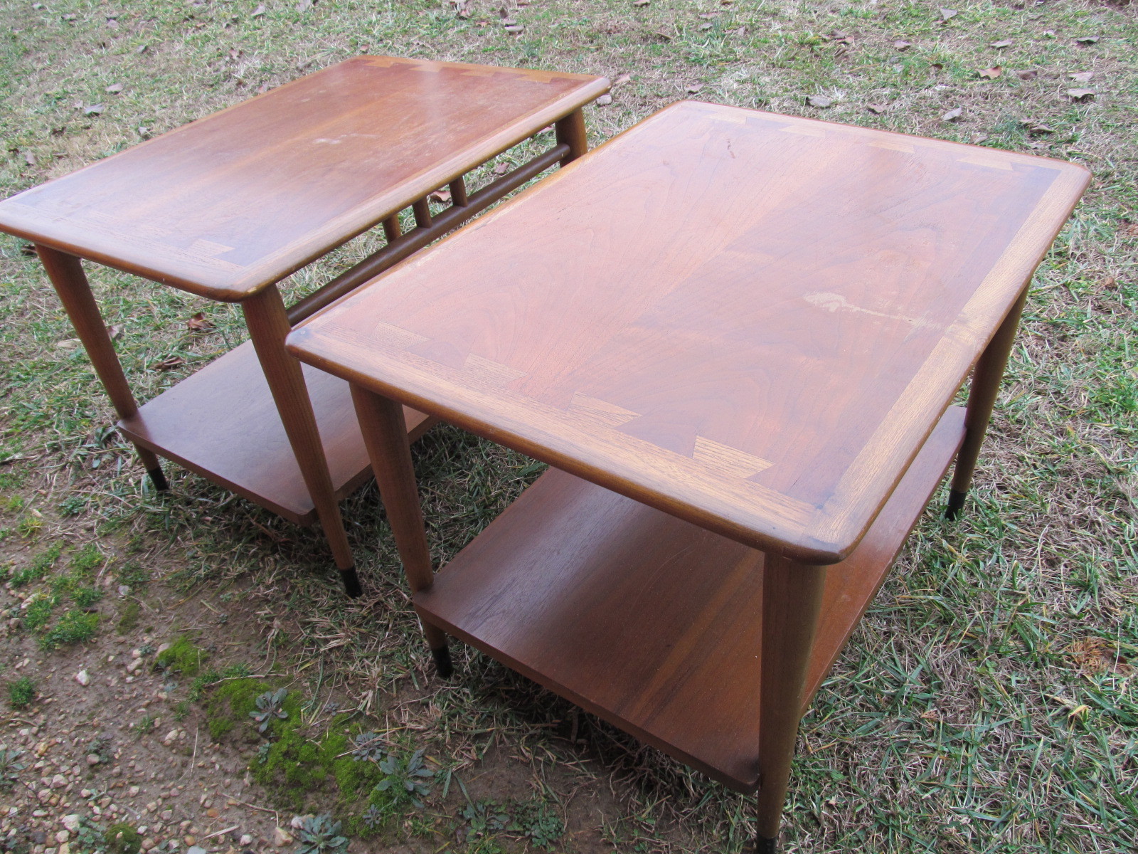 Matching Pair of 2 Lane Acclaim Mid Century Danish Modern End Tables Andre Bus