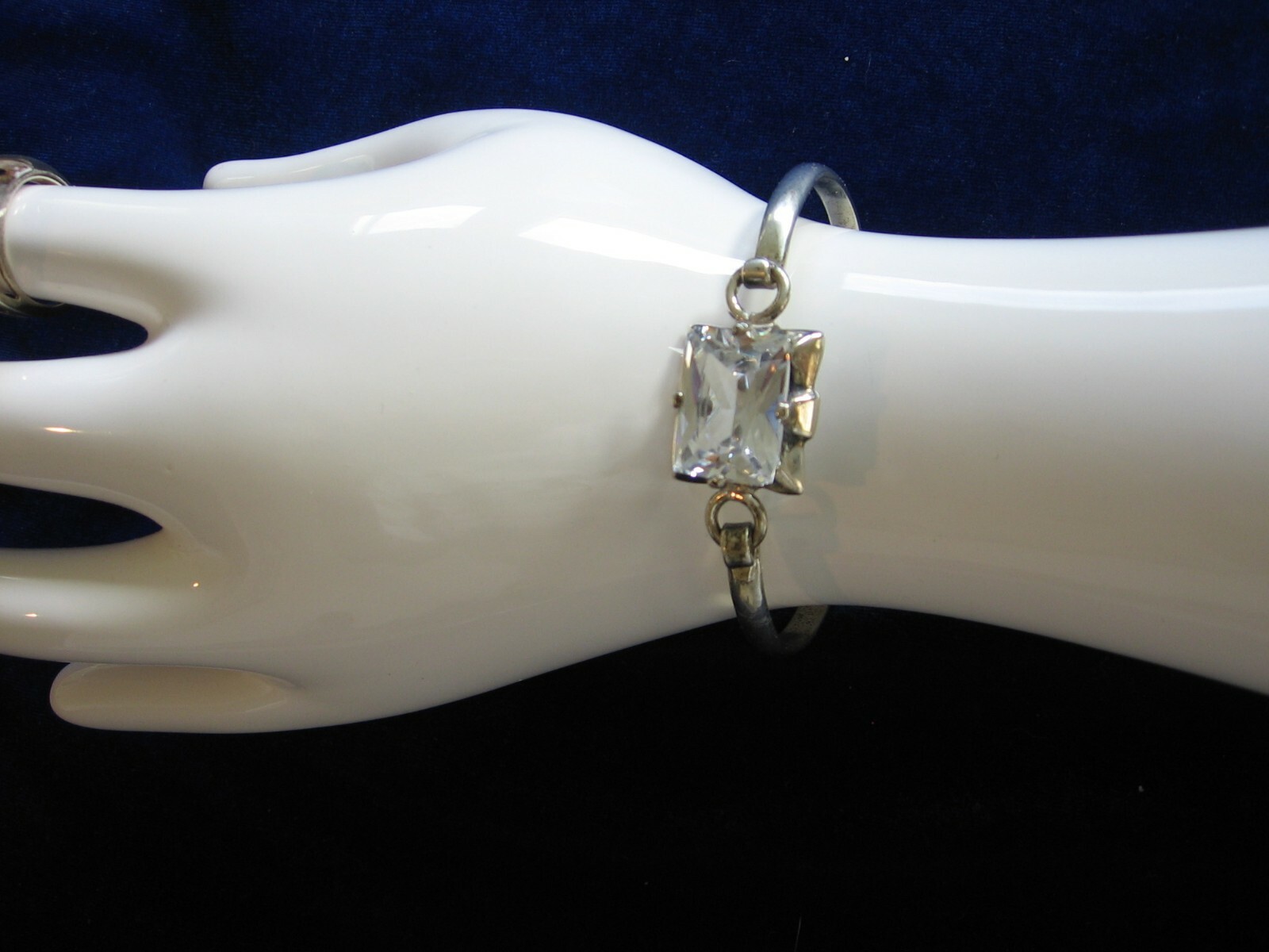 LOVELY DAINTY ESTATE STERLING SILVER COCKTAIL BRACELET AND RING W/LARGE STONES