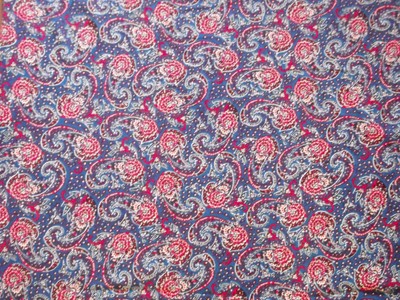 Vintage Royal Blue Red Velvety Paisley Corduroy Fabric BTY