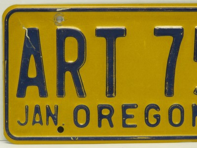 Single Embossed Oregon License Plate ART 753 1980's Base 1991 Sticker