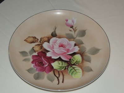Vintage Lefton Plate Ne 2565 Sticker Hand Painted Heavenly Rose Gold Edge 10