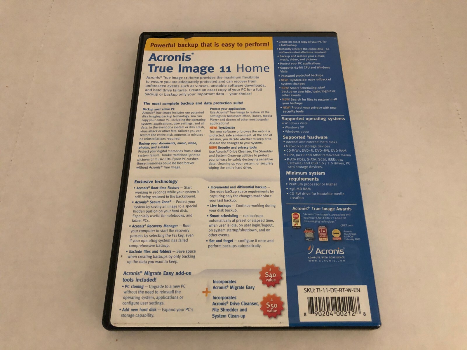Acronis True Image 11 Home [OLD VERSION] Software w/ Serial Number FREE SHIPPING