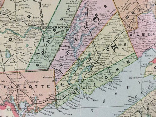 Vintage 1903 NEW BRUNSWICK CANADA Map 22