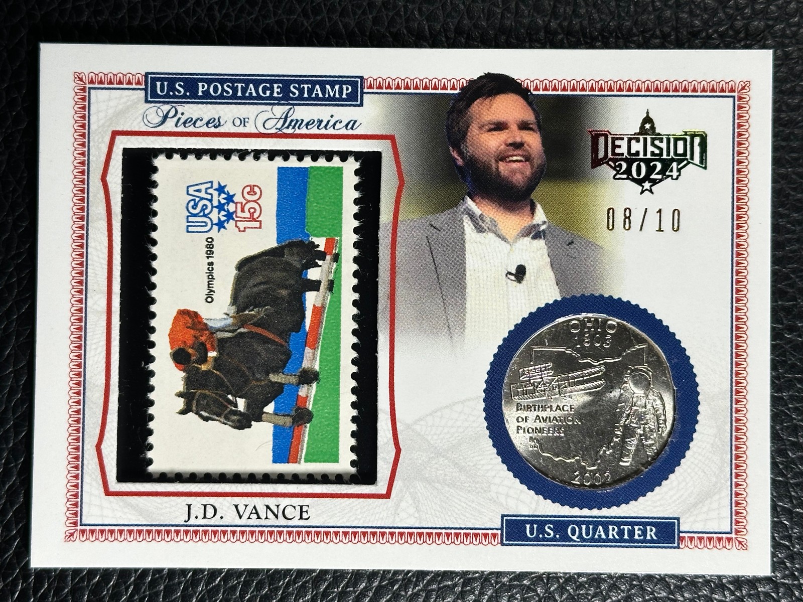 2024 Decision Pieces Of America Rainbow Foil J.D. Vance 8/10 Stamp Quarter