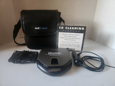 Sony Discman Mega Bass CD Player D-171 w/Car Audio Accessories & Case WORKING