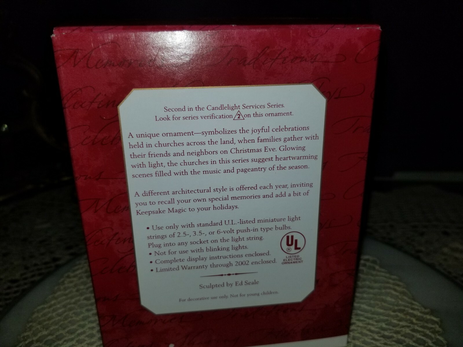 Hallmark Colonial Church Magic Collector's Series 2nd 1999 Plug In Light New