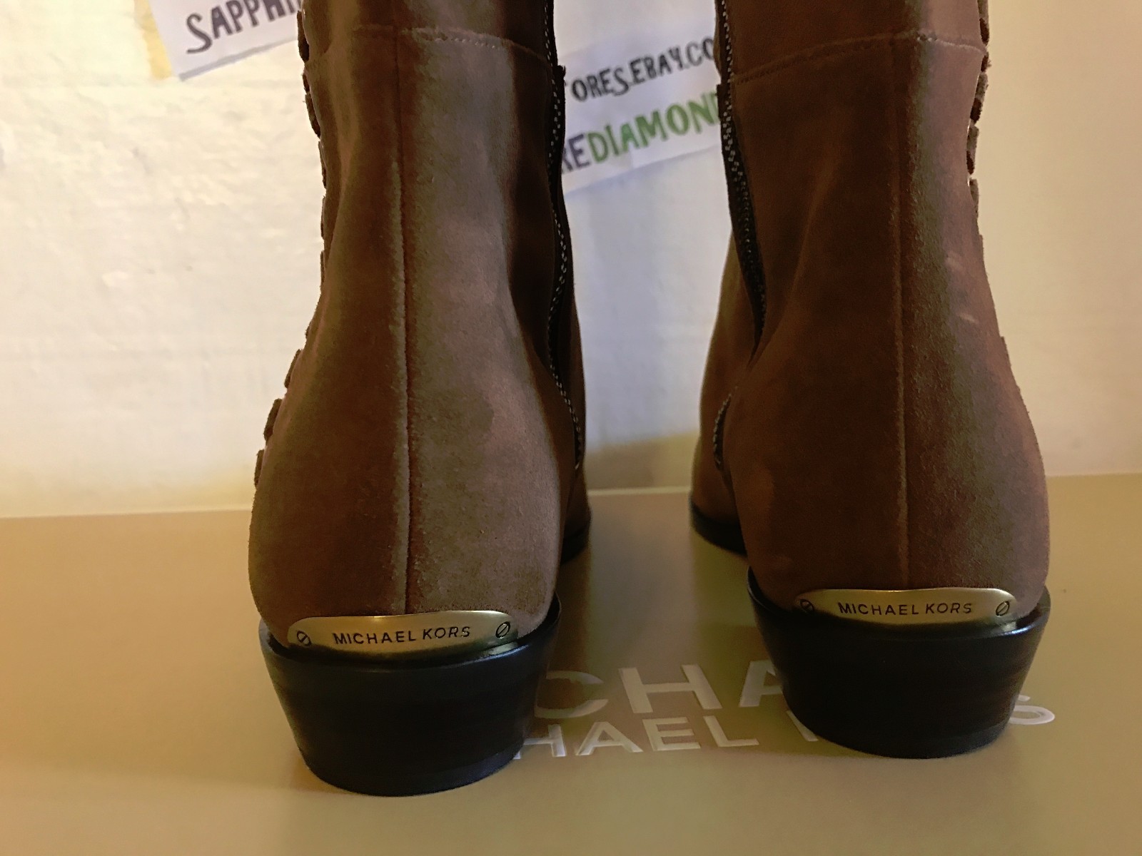 Pre-owned Michael Kors Michael  Malin Over The Knee Boots Dark Caramel Suede 5.5m $395.00 In Brown