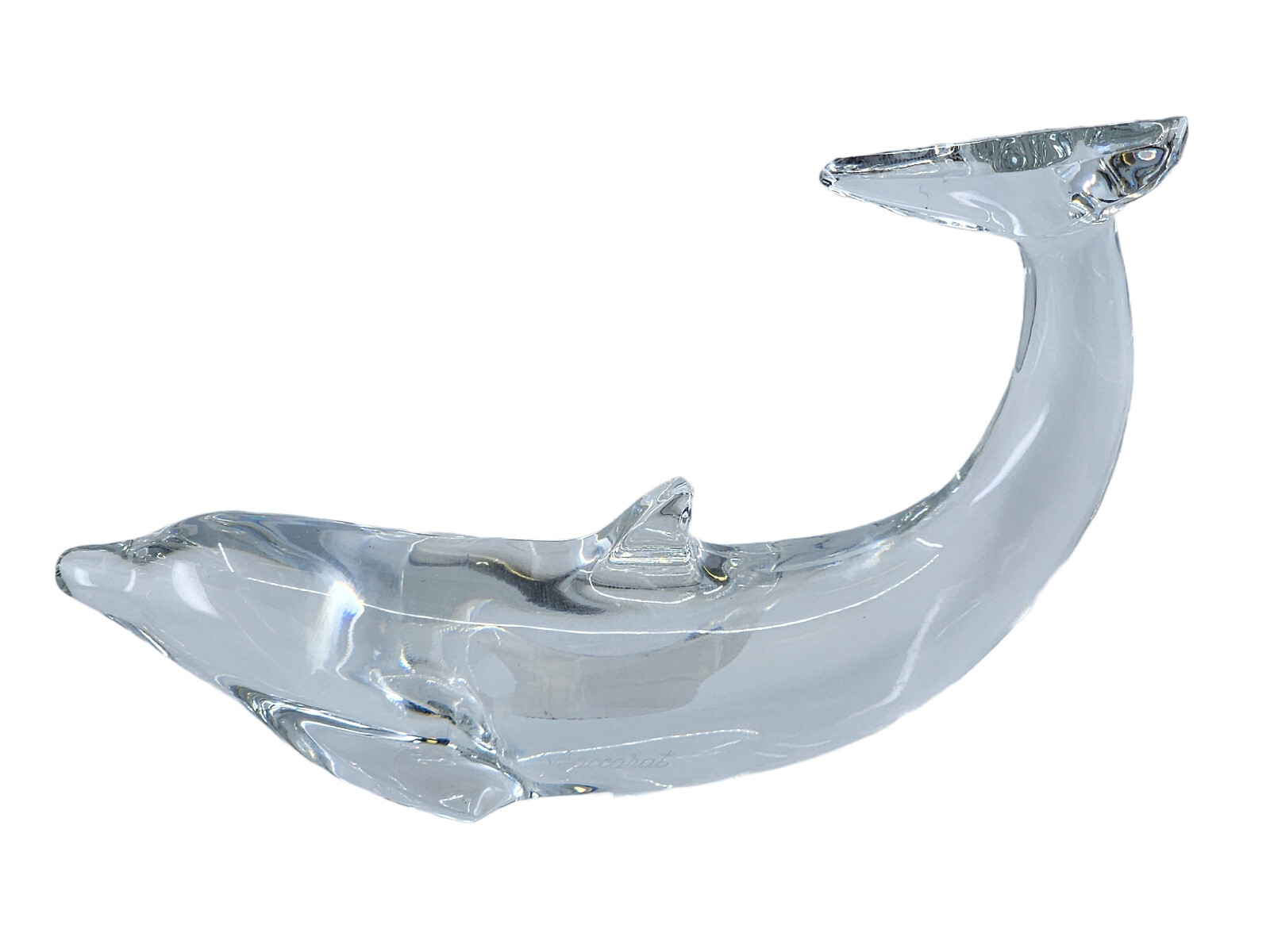 SIGNED BACCARAT CRYSTAL DOLPHIN SCULPTURE ~ 6"