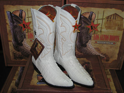 Pre-owned Los Altos Boots Los Altos Women White Genuine Crocodile Tail Western Cowboy Boot (m) L091281