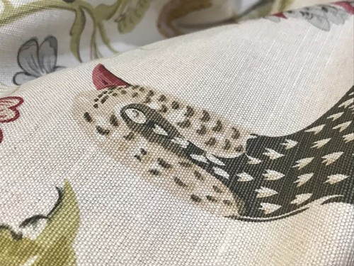 Bennison Chinese Pheasant Fabric 4 Yds 1997 Made In England Linen