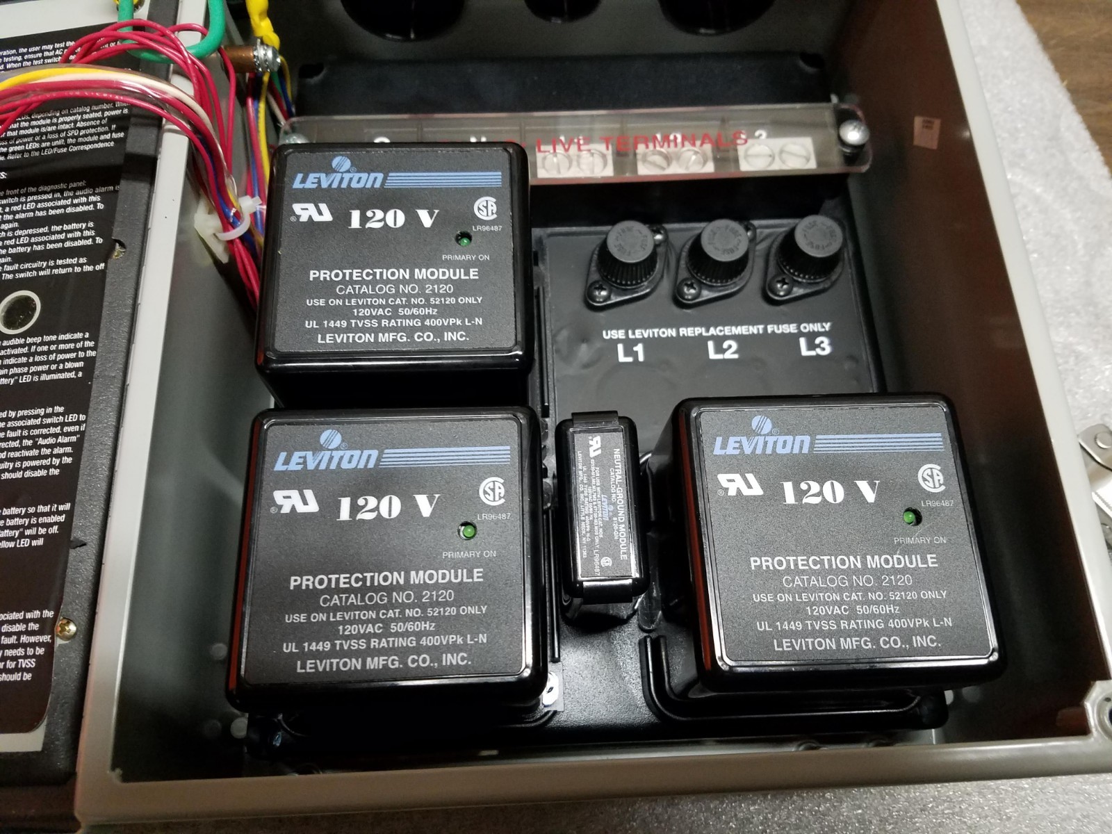 Leviton Panel Mount Surge Protector Part number 52120-cm3 NOS