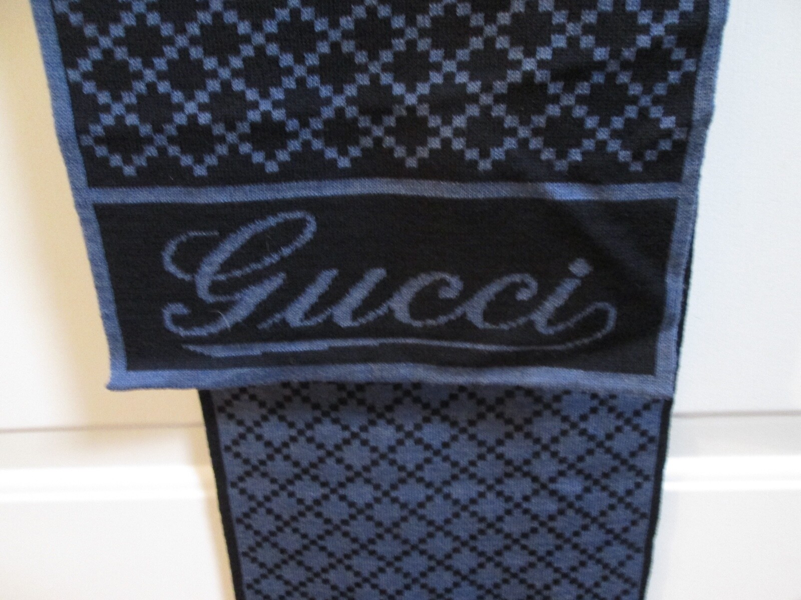 new GUCCI Unisex Navy Blue Mosaic Wool Muffler/Scarf 72