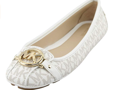 MICHAEL KORS Fulton MK Signature White Flats Moccasins 6.5 7 7.5 8 8.5 9 9.5 10