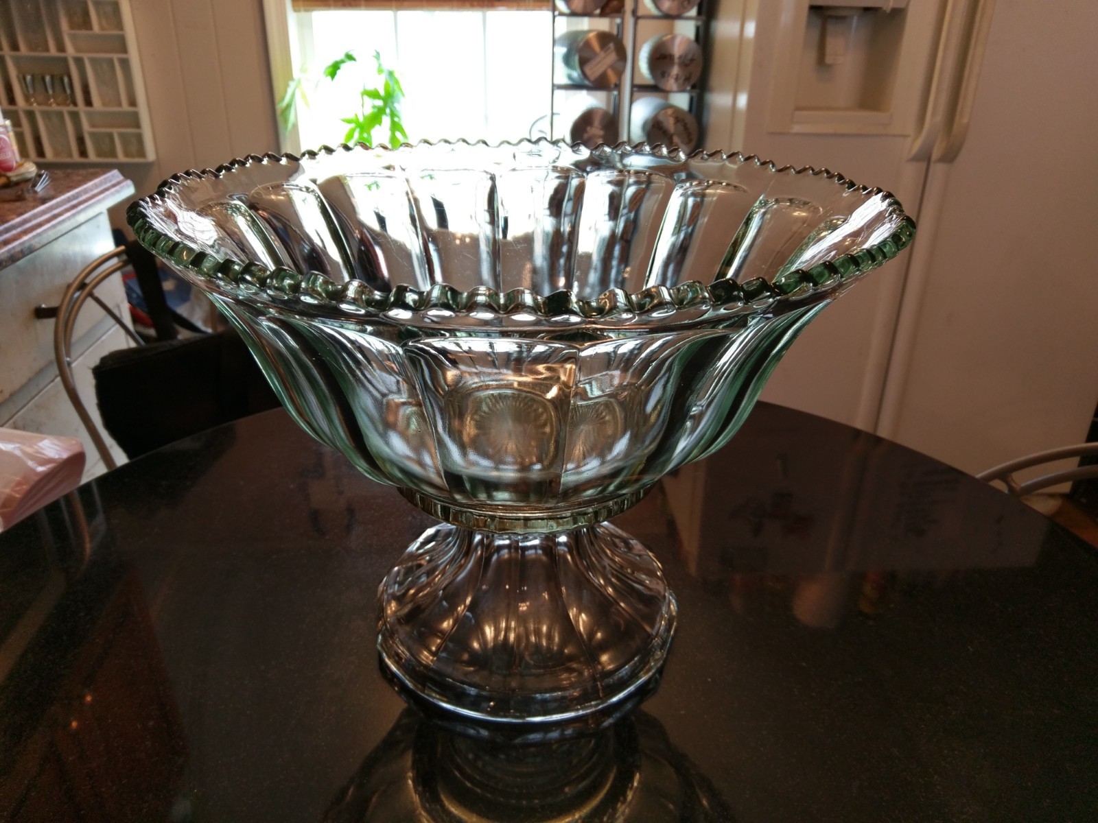 Huge Antique 24-30 Cup Pressed Glass Punch Bowl