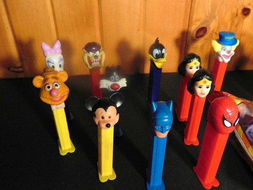 LOT of 19 Vintage Pez with Feet, Clown, Mickey, Duck, Batman, Witch, etc.