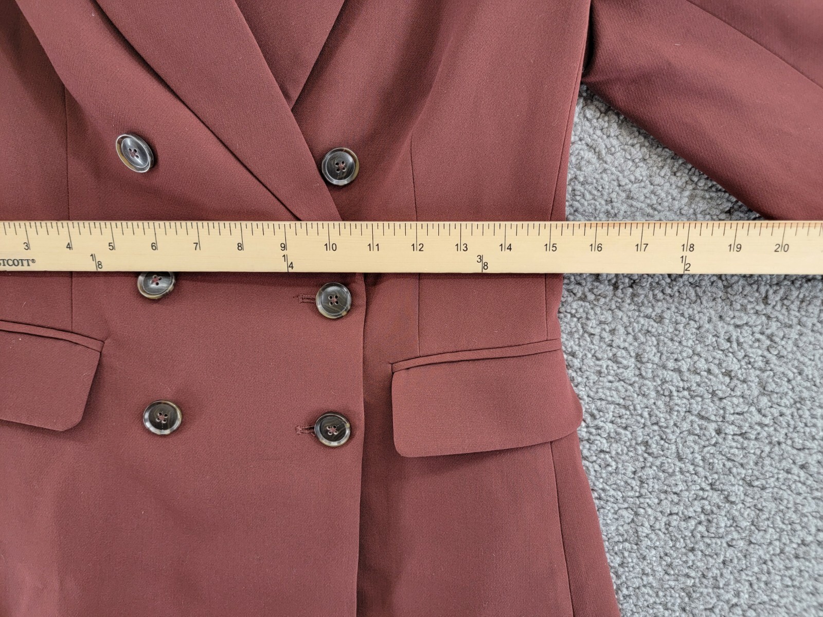 PAIGE Malbec Blazer Women's 2 Mahogany Welt Pockets Long Sleeve Button Front - Picture 7 of 20