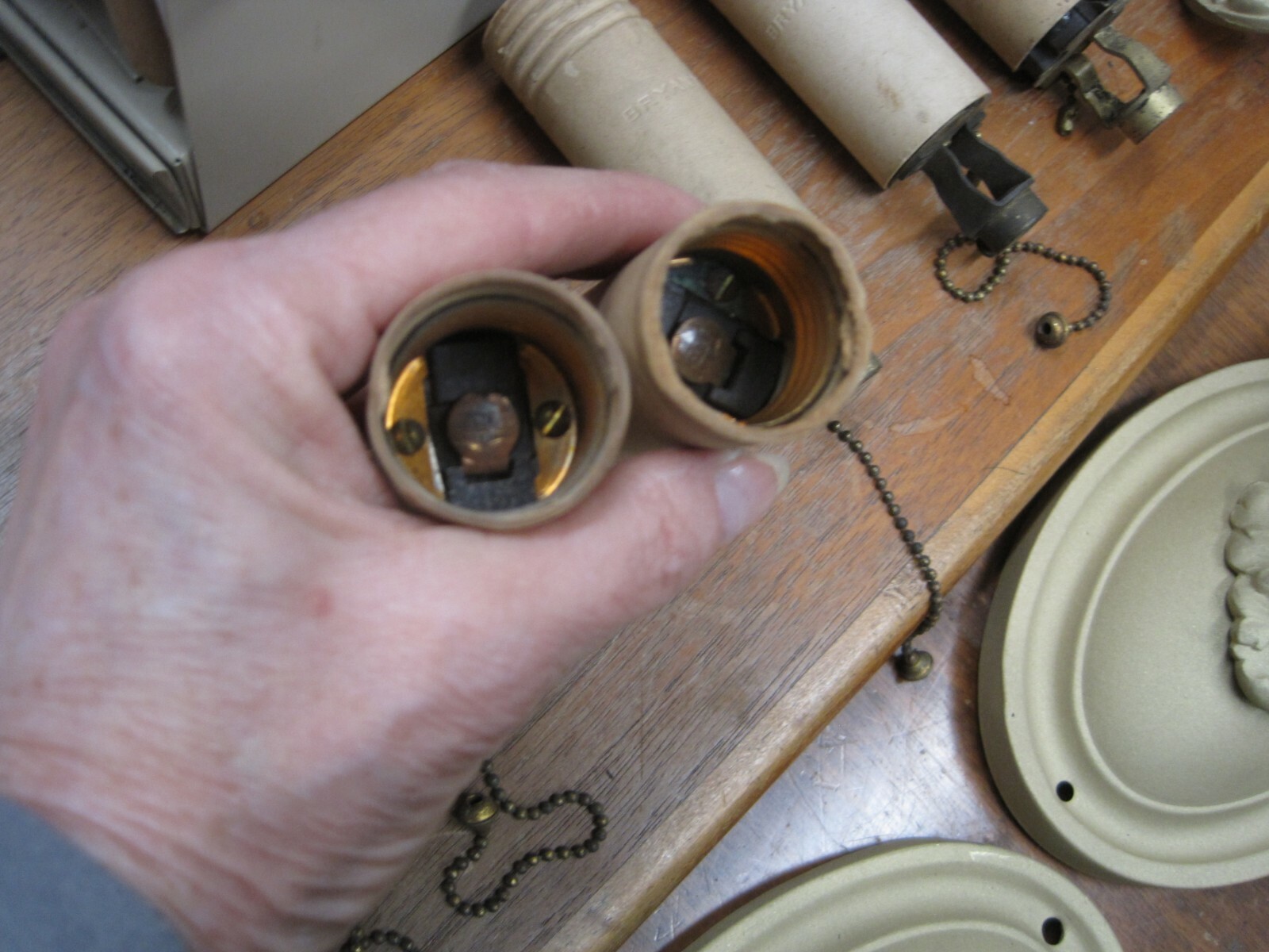 SET OF 5 COMPLETE 1915 BRYANT SOCKET CANDELABRA STYLE SCONCES PLUS PARTS