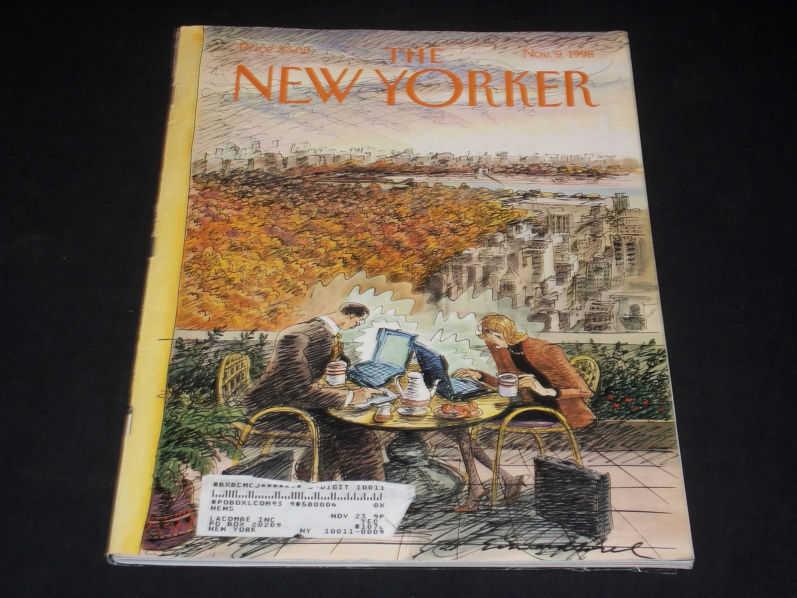 1998 NOVEMBER 9 THE NEW YORKER MAGAZINE - ILLUSTRATED COVER - NY