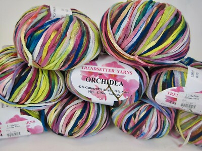 Trendsetter Yarns Orchidea Multi Color Shiny Yarn Color 610 Italy Skein
