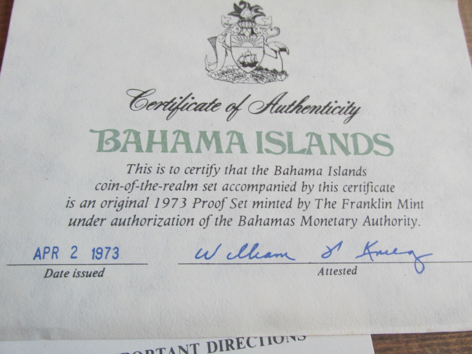 1973 Commonwealth of the Bahama Islands 9 Coin Proof set