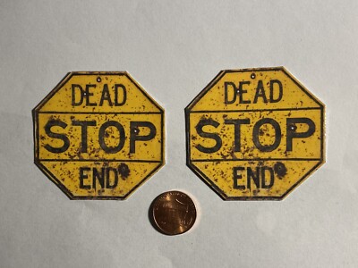 1/10 scale Weathered Yellow Stop Signs For RC Garage Dioramas, Off Road Course
