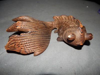 Vintage Carved Wood Fan Tail? Fish Figure Estate Find
