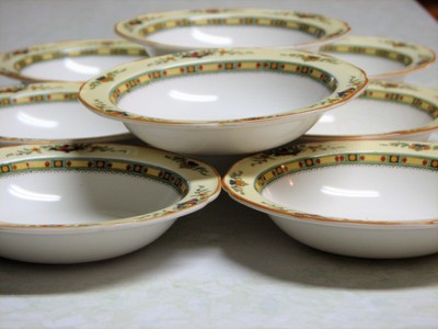 Crown Ducal Ware (England) Floral and Urn Decorated Fruit Bowls - Set of 8