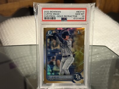 2022 Bowman #BCP-10 Curtis Mead 36/50 1st Chrome Gold Refractor PSA 10 Gem Mint