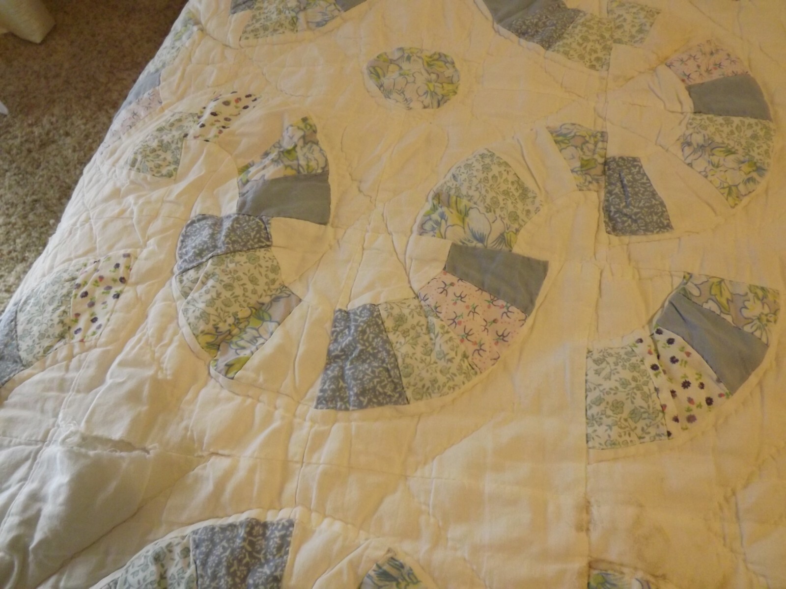 ANTIQUE QUILT~BLUE~CUTTER~SHABBY CHIC  72