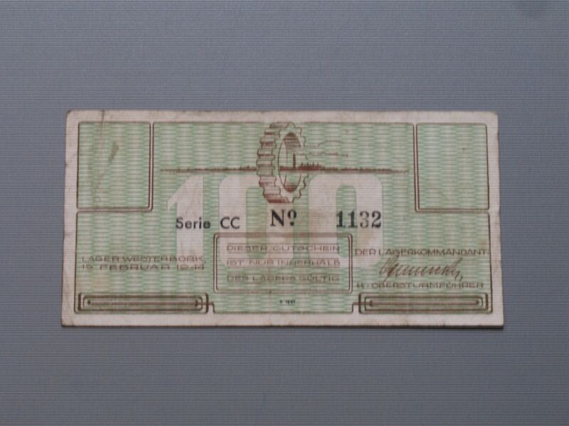 Concentration Camp Westerbork Netherlands 1944 100 Cent Scrip Note