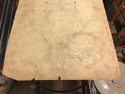 Original Sterling Silver Romaine Coffee Pot Drawing Sketch Paper Reed Barton Old