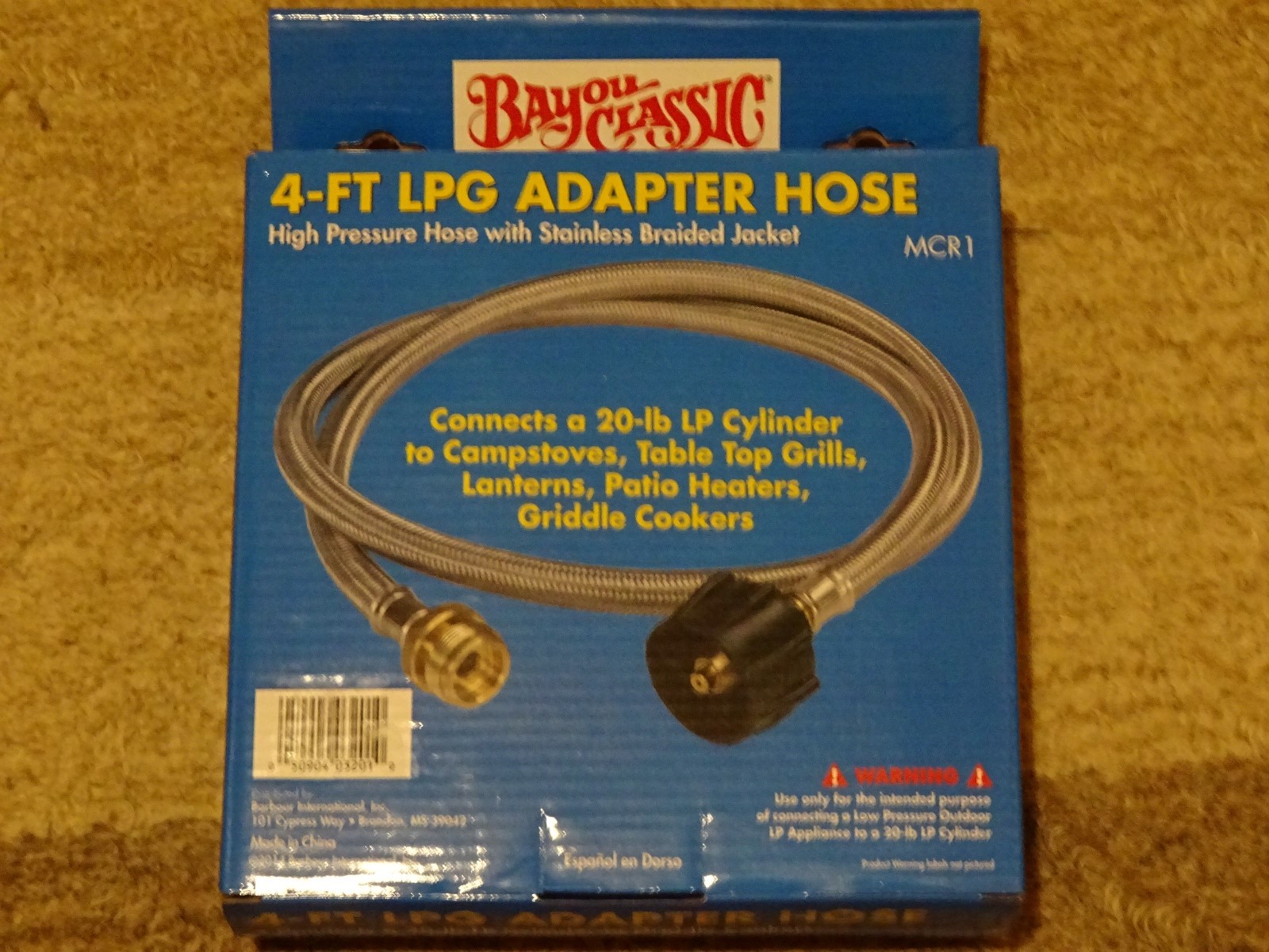 NEW Bayou Classic 4 Foot Adapter Hose MCR1 for Grills Propane Tanks Heaters