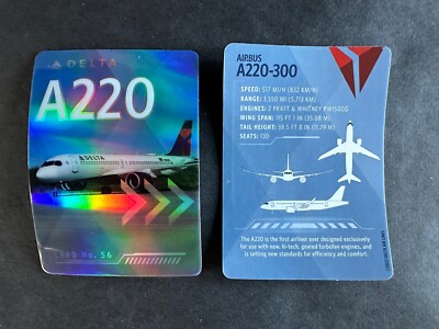 Delta Airlines trading Card Airbus A220-300 No 56 2022 New!