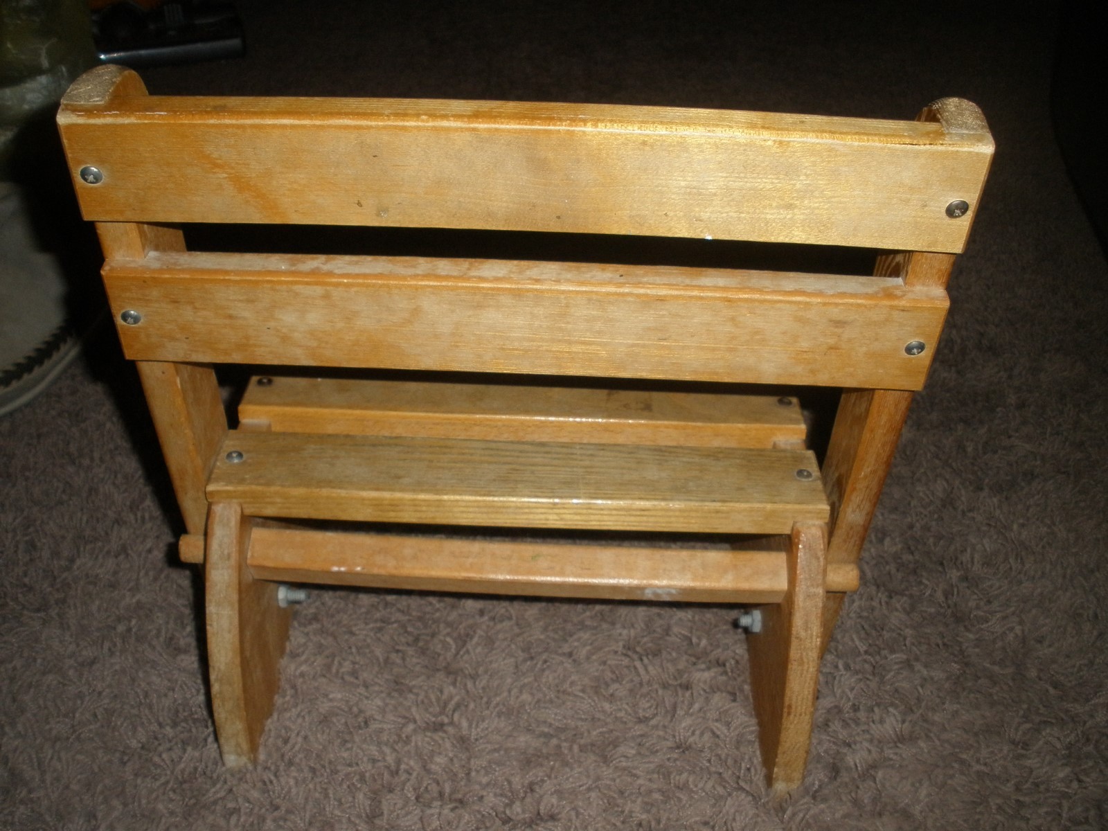 Vtg Children Wood Step Stool Farmhouse Seat Primitive Toddler Time out Chair