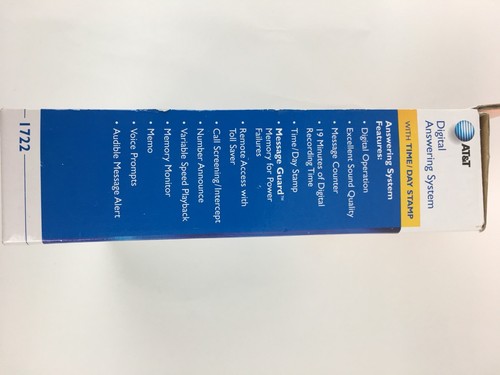 AT&T 1722 Digital Answering System With Time Day Stamp