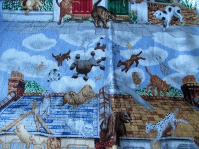 Sewing fabric Gale Pitt It's Cats World Raining Dogs & Cats Print  2/3 yrd 44W