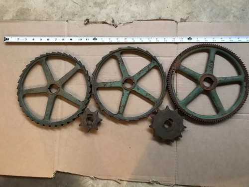 5 Vintage industrial steampunk cast iron gears & sprockets