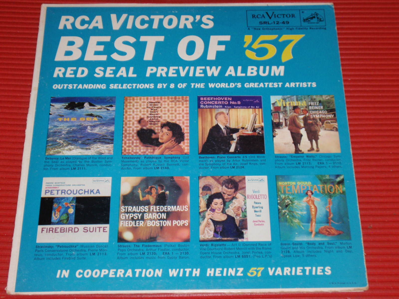 VINTAGE 1957 RECORD ALBUM VARIOUS SELECTION OF CLASSICAL