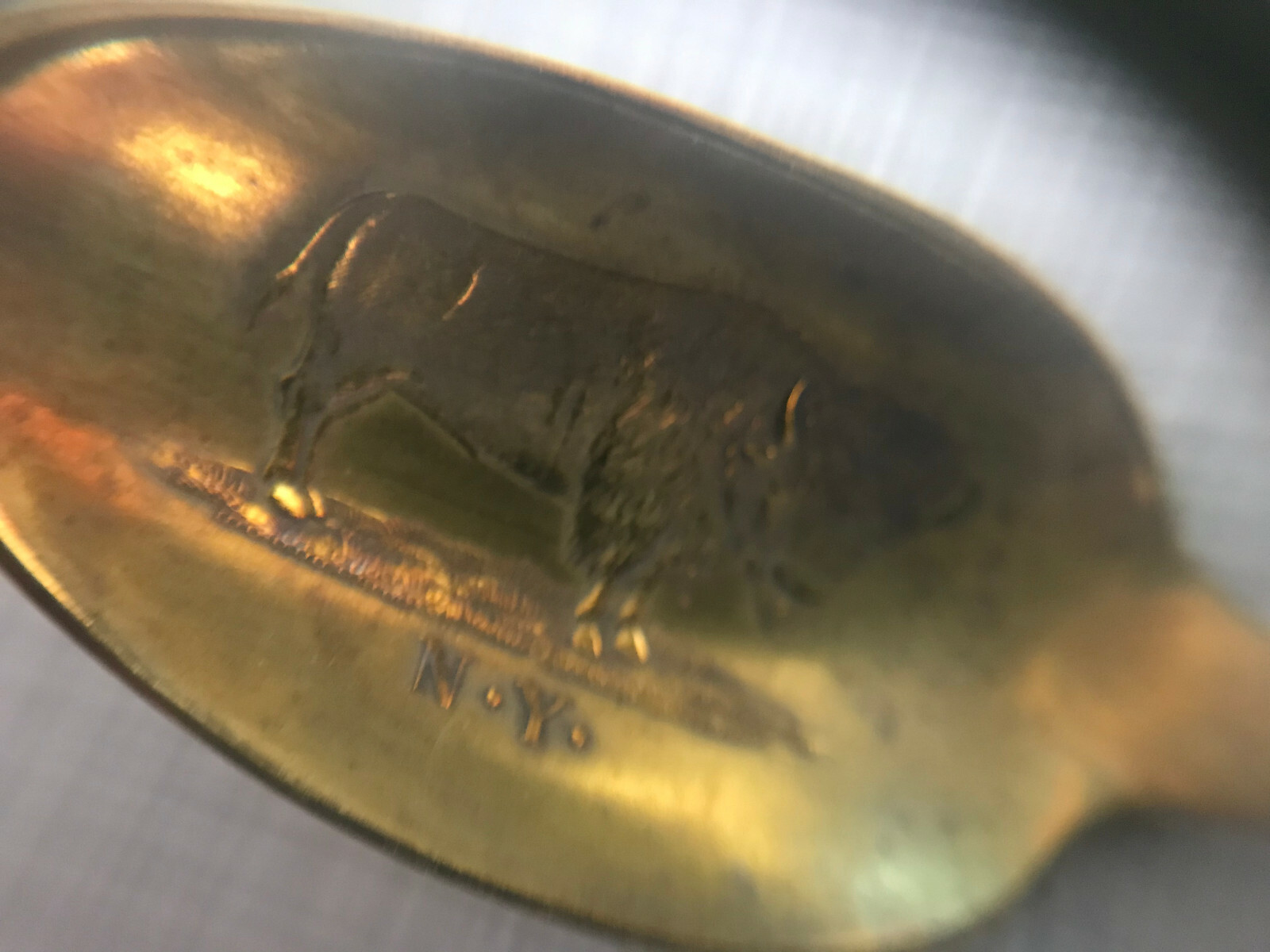 ANTIQUE SILVERPLATE SOUVENIR SPOON RED MANS FACT NIAGARA FALLS NY BUFFALO CANOE