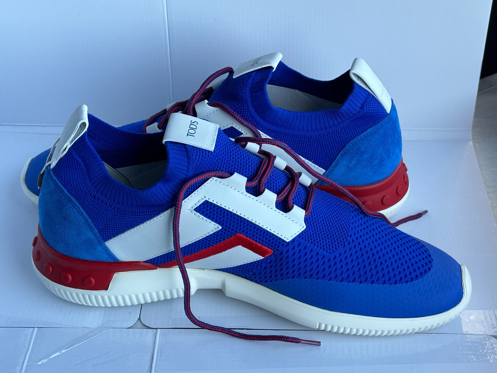 Pre-owned Tod's $875.00  No_code Men's Knit Tech Fabric & Leather Sneakers Size 10us/43eu In Multicolor