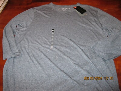 NWT $44 Under Armour Shirt Men XXL Gray Threadborne Fitted 3/4 Sleeve HEATGEAR