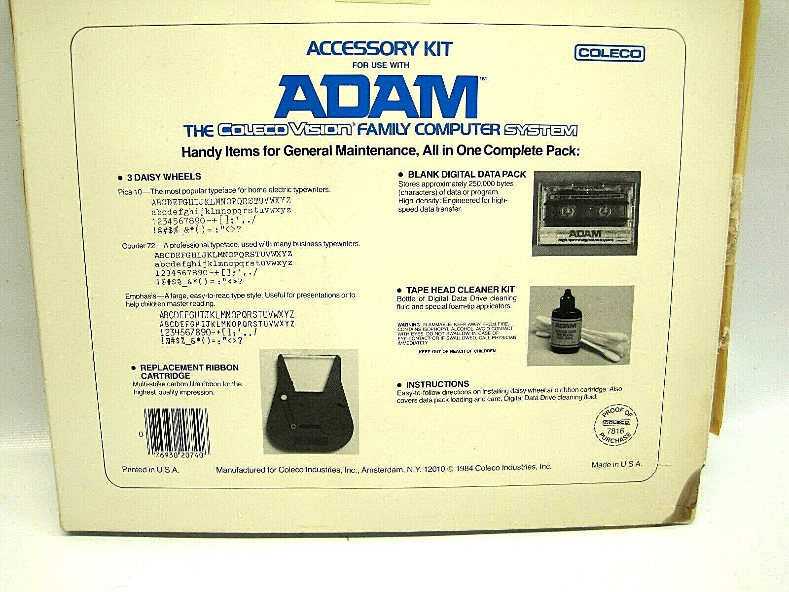Adam ColecoVision family computer general maintenance accessory kit pack 7816