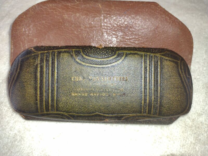 Antique 1893  Dr Bag  Eyeglasses Steal Case silk/Velvet lined Lot 1 of 3