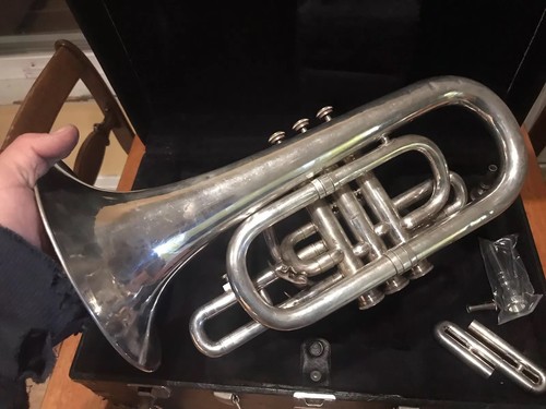 Silver DEG Dynasty Mellophone in F with Eb Slide & MP Willson Swiss Made