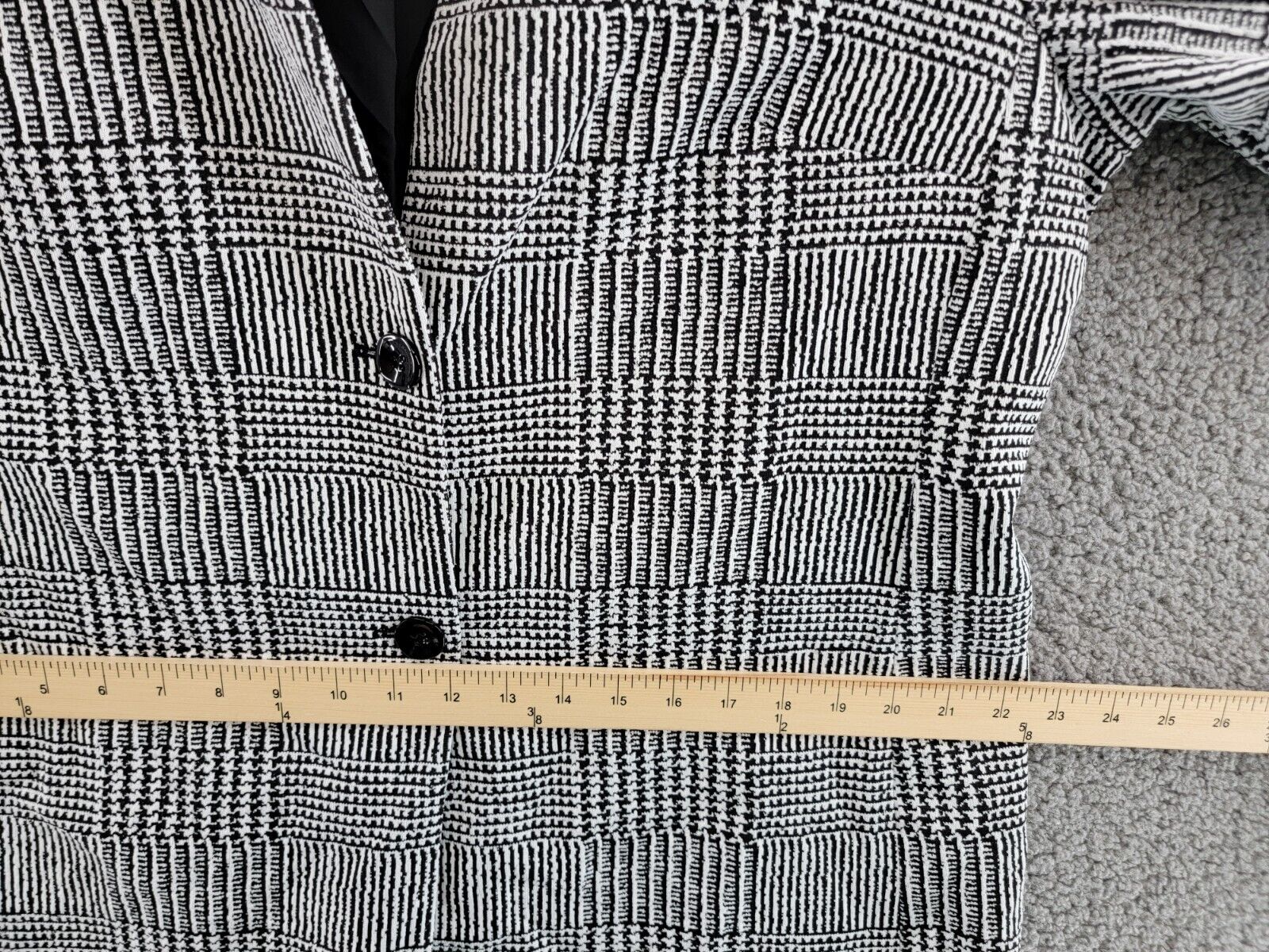 Kasper Double Button Front Longer Length Plaid Jacket Women's 16 Black/Vanilla - Picture 7 of 18