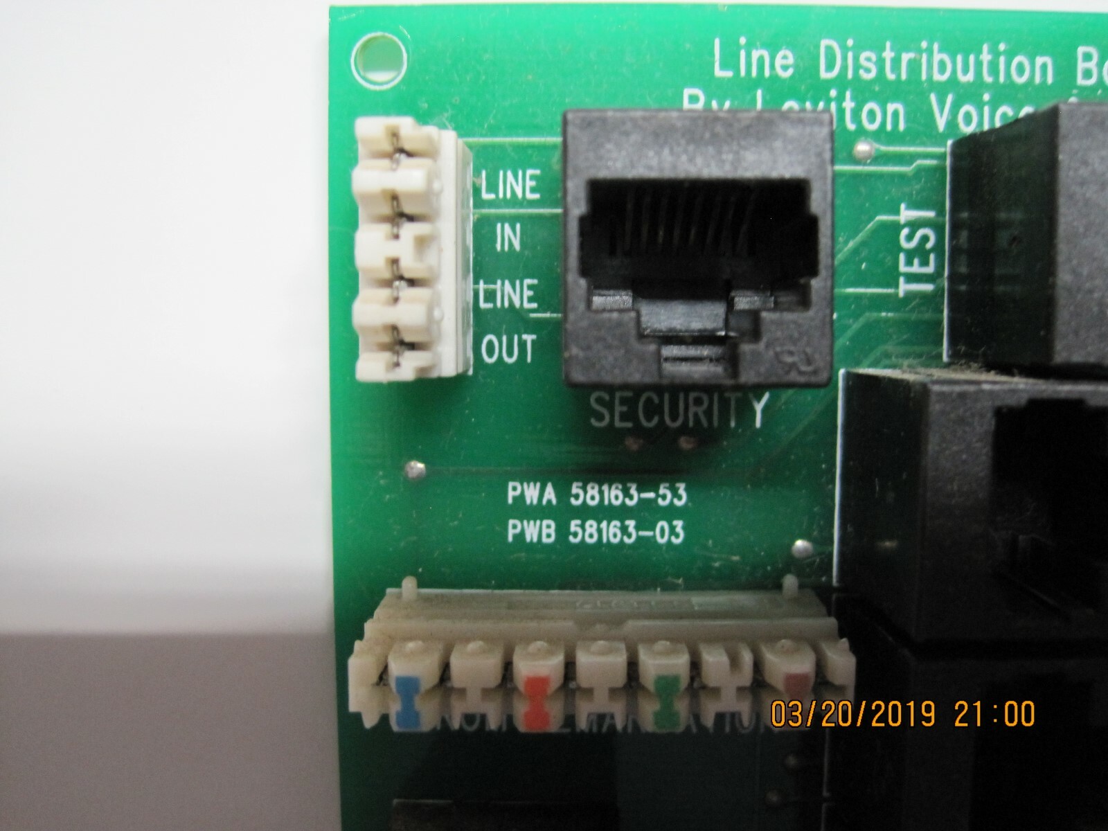 Leviton Line Distribution Board Voice & Data PWA 58163-53 / PWB 58163-03