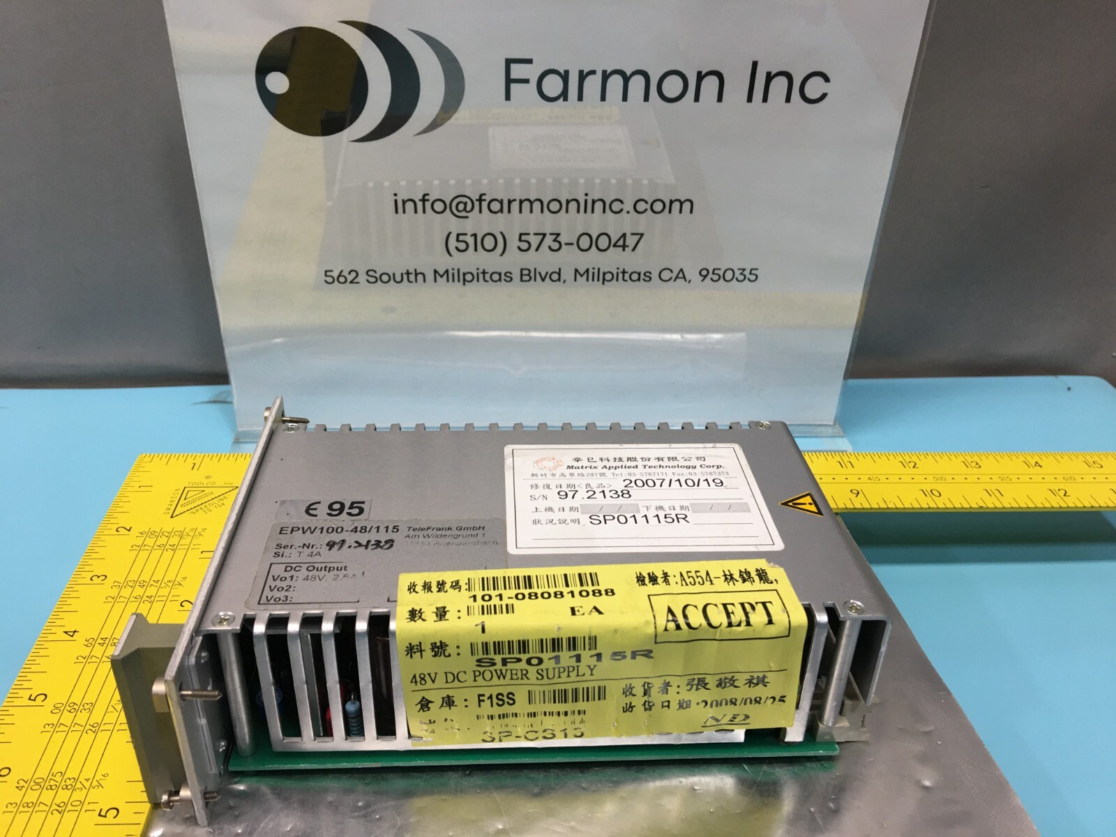 TeleFrank EPW100-48/115 Power Supply, 115VAC, 48V, 2.5A, 139402