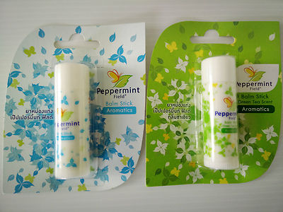 2 PEPPERMINT FIELD BALM STICK AND GEL ORIGINAL AND GREEN TEA RELIEF OF COLD  