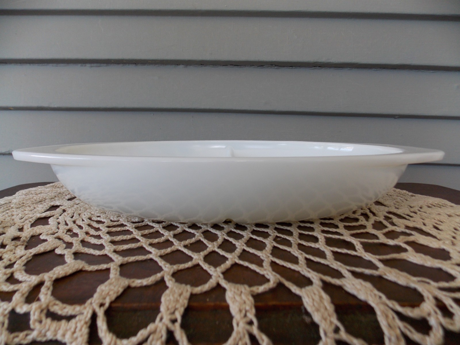 Vintage Pyrex 1063 White Milk Glass Oval Divided Bowl Casserole Dish 1 1/2 qt